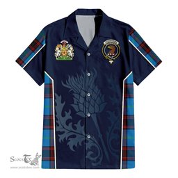 ScotsTee Shop Scottish Wedderburn Clan Scottish Crest and Scottish Thistle Sport Tartan Women Casual Shirt - Classic