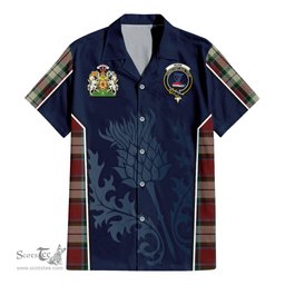 ScotsTee Shop Scottish Rose White Dress Clan Scottish Crest and Scottish Thistle Sport Tartan Women Casual Shirt - Classic