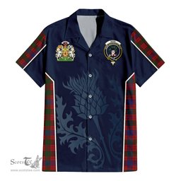 ScotsTee Shop Scottish Ross Clan Scottish Crest and Scottish Thistle Sport Tartan Women Casual Shirt - Classic