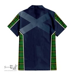ScotsTee Shop Scottish Wallace Hunting Green Clan Scottish Crest and Scottish Thistle Sport Tartan Women Casual Shirt - Classic