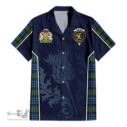 ScotsTee Shop Scottish Newlands of Lauriston Clan Scottish Crest and Scottish Thistle Sport Tartan Women Casual Shirt - Classic