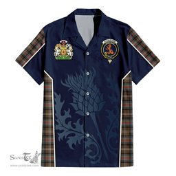 ScotsTee Shop Scottish Sutherland Weathered Clan Scottish Crest and Scottish Thistle Sport Tartan Women Casual Shirt - Classic