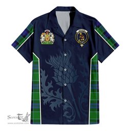 ScotsTee Shop Scottish Monteith Clan Scottish Crest and Scottish Thistle Sport Tartan Women Casual Shirt - Classic