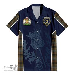 ScotsTee Shop Scottish Stewart Hunting Weathered Clan Scottish Crest and Scottish Thistle Sport Tartan Women Casual Shirt - Classic