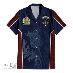ScotsTee Shop Scottish Stirling of Keir Clan Scottish Crest and Scottish Thistle Sport Tartan Women Casual Shirt - Classic