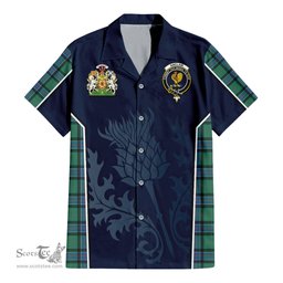 ScotsTee Shop Scottish Sinclair Hunting Ancient Clan Scottish Crest and Scottish Thistle Sport Tartan Women Casual Shirt - Classic