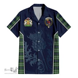 ScotsTee Shop Scottish Spottiswood Clan Scottish Crest and Scottish Thistle Sport Tartan Women Casual Shirt - Classic