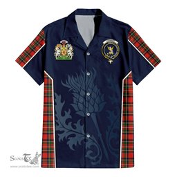 ScotsTee Shop Scottish Stewart Royal Modern Clan Scottish Crest and Scottish Thistle Sport Tartan Women Casual Shirt - Classic