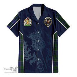 ScotsTee Shop Scottish Wishart Hunting Clan Scottish Crest and Scottish Thistle Sport Tartan Women Casual Shirt - Classic