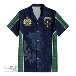 ScotsTee Shop Scottish Ross Hunting Ancient Clan Scottish Crest and Scottish Thistle Sport Tartan Women Casual Shirt - Classic