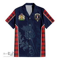 ScotsTee Shop Scottish Robertson Modern Clan Scottish Crest and Scottish Thistle Sport Tartan Women Casual Shirt - Classic