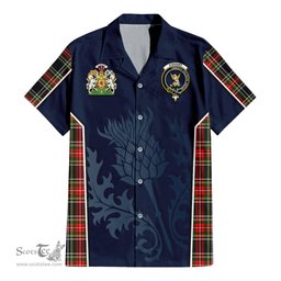 ScotsTee Shop Scottish Stewart Black Clan Scottish Crest and Scottish Thistle Sport Tartan Women Casual Shirt - Classic
