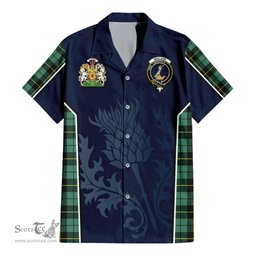 ScotsTee Shop Scottish Wallace Hunting Ancient Clan Scottish Crest and Scottish Thistle Sport Tartan Women Casual Shirt - Classic