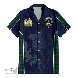 ScotsTee Shop Scottish Morrison Society Clan Scottish Crest and Scottish Thistle Sport Tartan Women Casual Shirt - Classic