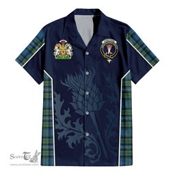 ScotsTee Shop Scottish Robertson Hunting Ancient Clan Scottish Crest and Scottish Thistle Sport Tartan Women Casual Shirt - Classic
