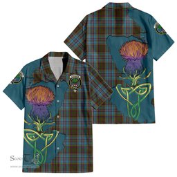 ScotsTee Shop Scottish Anderson Clan Tartan Crest with Thistle and Scotland Map Tartan Women Casual Shirt - Classic