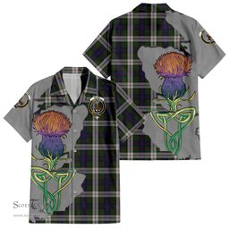 ScotsTee Shop Scottish Blair Dress Clan Tartan Crest with Thistle and Scotland Map Tartan Women Casual Shirt - Classic