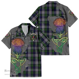ScotsTee Shop Scottish Colquhoun Dress Clan Tartan Crest with Thistle and Scotland Map Tartan Women Casual Shirt - Classic