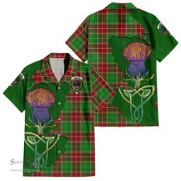 ScotsTee Shop Scottish Baxter Modern Clan Tartan Crest with Thistle and Scotland Map Tartan Women Casual Shirt - Classic
