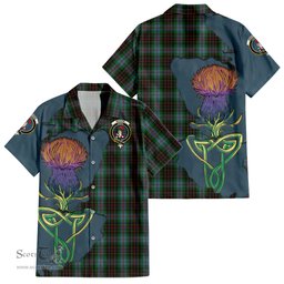 ScotsTee Shop Scottish Brodie Hunting Clan Tartan Crest with Thistle and Scotland Map Tartan Women Casual Shirt - Classic