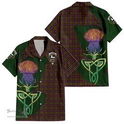 ScotsTee Shop Scottish Cochrane Modern Clan Tartan Crest with Thistle and Scotland Map Tartan Women Casual Shirt - Classic