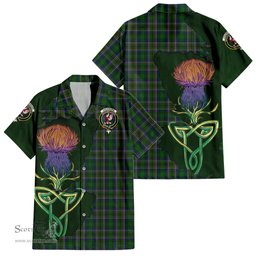 ScotsTee Shop Scottish Cockburn Clan Tartan Crest with Thistle and Scotland Map Tartan Women Casual Shirt - Classic