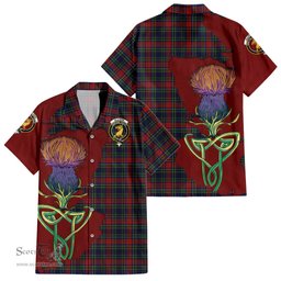ScotsTee Shop Scottish Allison Red Clan Tartan Crest with Thistle and Scotland Map Tartan Women Casual Shirt - Classic