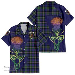 ScotsTee Shop Scottish Baird Modern Clan Tartan Crest with Thistle and Scotland Map Tartan Women Casual Shirt - Classic