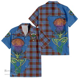 ScotsTee Shop Scottish Anderson Modern Clan Tartan Crest with Thistle and Scotland Map Tartan Women Casual Shirt - Classic