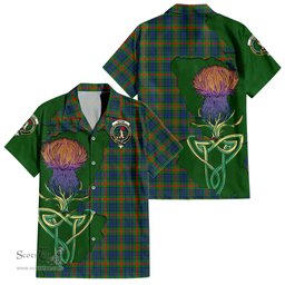 ScotsTee Shop Scottish Aiton Clan Tartan Crest with Thistle and Scotland Map Tartan Women Casual Shirt - Classic