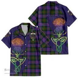 ScotsTee Shop Scottish Blair Modern Clan Tartan Crest with Thistle and Scotland Map Tartan Women Casual Shirt - Classic