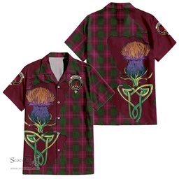 ScotsTee Shop Scottish Crawford Clan Tartan Crest with Thistle and Scotland Map Tartan Women Casual Shirt - Classic