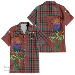 ScotsTee Shop Scottish Hannay Dress Clan Tartan Crest with Thistle and Scotland Map Tartan Women Casual Shirt - Classic