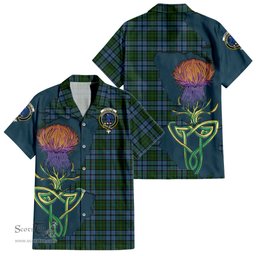 ScotsTee Shop Scottish Forsyth Clan Tartan Crest with Thistle and Scotland Map Tartan Women Casual Shirt - Classic