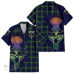 ScotsTee Shop Scottish Forbes Modern Clan Tartan Crest with Thistle and Scotland Map Tartan Women Casual Shirt - Classic