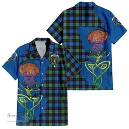 ScotsTee Shop Scottish Guthrie Ancient Clan Tartan Crest with Thistle and Scotland Map Tartan Women Casual Shirt - Classic