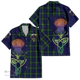 ScotsTee Shop Scottish Forbes Clan Tartan Crest with Thistle and Scotland Map Tartan Women Casual Shirt - Classic