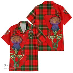 ScotsTee Shop Scottish Gartshore Clan Tartan Crest with Thistle and Scotland Map Tartan Women Casual Shirt - Classic