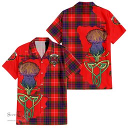 ScotsTee Shop Scottish Fraser Modern Clan Tartan Crest with Thistle and Scotland Map Tartan Women Casual Shirt - Classic