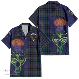 ScotsTee Shop Scottish Fletcher Modern Clan Tartan Crest with Thistle and Scotland Map Tartan Women Casual Shirt - Classic