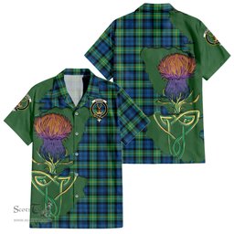 ScotsTee Shop Scottish Gordon Ancient Clan Tartan Crest with Thistle and Scotland Map Tartan Women Casual Shirt - Classic