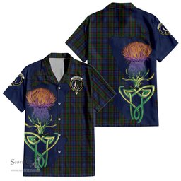 ScotsTee Shop Scottish Fletcher Clan Tartan Crest with Thistle and Scotland Map Tartan Women Casual Shirt - Classic