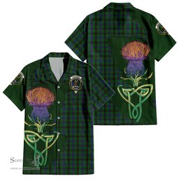 ScotsTee Shop Scottish Davidson Clan Tartan Crest with Thistle and Scotland Map Tartan Women Casual Shirt - Classic