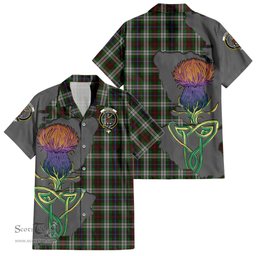 ScotsTee Shop Scottish Fraser Hunting Dress Clan Tartan Crest with Thistle and Scotland Map Tartan Women Casual Shirt - Classic