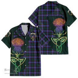 ScotsTee Shop Scottish Guthrie Modern Clan Tartan Crest with Thistle and Scotland Map Tartan Women Casual Shirt - Classic