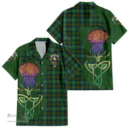 ScotsTee Shop Scottish Cranstoun Clan Tartan Crest with Thistle and Scotland Map Tartan Women Casual Shirt - Classic