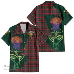 ScotsTee Shop Scottish Cumming Hunting Modern Clan Tartan Crest with Thistle and Scotland Map Tartan Women Casual Shirt - Classic