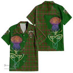 ScotsTee Shop Scottish MacKinnon Hunting Modern Clan Tartan Crest with Thistle and Scotland Map Tartan Women Casual Shirt - Classic