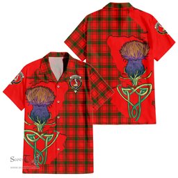 ScotsTee Shop Scottish MacQuarrie Modern Clan Tartan Crest with Thistle and Scotland Map Tartan Women Casual Shirt - Classic