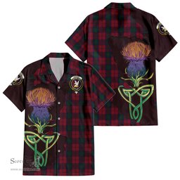 ScotsTee Shop Scottish Lindsay Clan Tartan Crest with Thistle and Scotland Map Tartan Women Casual Shirt - Classic